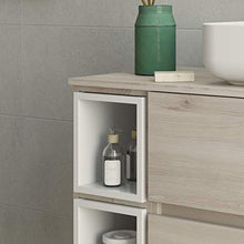 Yellowshop. - Mobile Bagno sospeso 85 cm Stile Moderno lavabo appoggio specchiera LED MOD. Deco (Legno Naturale)