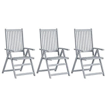 Qnotici Set 3 Pezzi di Sedia da Giardino in Legno massello di Acacia, Sedia da Giardino per Esterni per Il Tempo Libero Sedia Regolabile per Cena in Famiglia 120 x 120 x 75 cm-Grigio