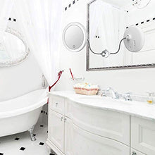 Specchio per Il Trucco, Ingrandimento 5X con Ingrandimento del Bagno A Collo di Cigno Flessibile E Leggero Specchio per Il Trucco Illuminato A LED con Forte Ventosa