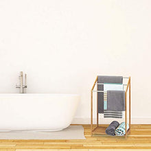 Relaxdays Porta Asciugamani in Bambù, con 3 Aste, Stand da Terra per Bagno, Moderno, HLP 103x41x28 cm, Legno Naturale
