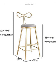 WANGFENG Sgabelli Sgabelli da Bar Bancone da Cucina Sgabello da Trucco Gambe in Metallo Dorato Moderno Ed Elegante in Velluto Grigio Cast Chic Bar Design Creativo con Fiocco Posteriore