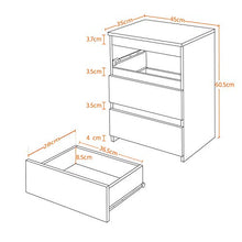 Yaheetech Comodino Camera da Letto Bianco Comodino con 3 Cassetti Bianco Mobiletto Moderno Tavolino Elegante Cassettiera in Legno MDF per Soggiorno Mobile da Letto Portalampada