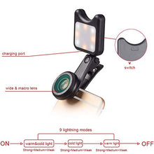 Luce Riempimento Anello Selfie Ricaricabile 2 in 1, Luce Riempimento Selfie Clip Luminosità Temperatura Colore Regolabili Smartphone, Video Live Stream Macro Grandangolare HD,A