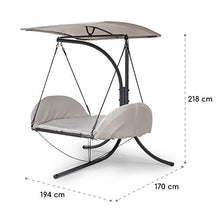 blumfeldt Fountain Valley Sdraio Pensile - Tettuccio Parasole, Oscillazione Rilassante, Spessore Imbottitura 4 cm, 2 Cuscini Laterali, Robusta Base in Acciaio, Viti in Acciaio Zincato, Beige