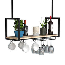 Mensola a soffitto Portabottiglie per Vino da Soffitto Dorato, Ripiani Galleggianti A 1 Livello Scaffale Divisorio in Legno, Forte capacità Portante per Bicchieri da Vino, Facile da Installare