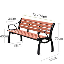 Sedia del portico del parco della panchina del giardino del cortile, Mobili in legno massiccio di alluminio pressofuso, Panca a tre posti resistente agli agenti atmosferici con braccioli e schienale