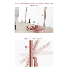 PULLEY Specchio da trucco con luci, triplo specchio illuminato, con ingrandimento 1X/3X/2X, rotazione di 180°, specchio di bellezza portatile illuminato (oro rosa