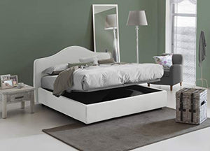 Talamo Italia Letto contenitore Matrimoniale Claudia, Made in Italy, Letto con rivestimento in tessuto, Apertura frontale, adatto per materasso 160x190 cm, Bianco