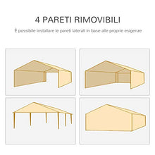 Outsunny Tendone Gazebo 6x3m con Pareti Laterali Rimovibili, Porte e Finestre per Giardino ed Esterno in Metallo, Bianco