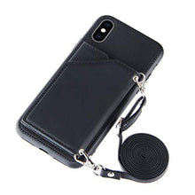Lanyard - Custodia a portafoglio per iPhone X/Xs, colore: Nero