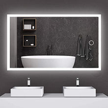 Kjzeex Specchio da bagno a LED, 50 x 70 cm, con illuminazione, luce bianca fredda, specchio da parete con interruttore touch