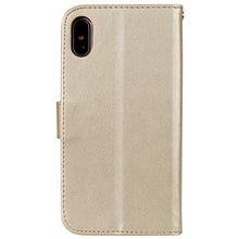 Robinsoni Cover Compatibile con iPhone X/iPhone XS Case Scintillare Glitters Lucido Portafoglio Libro Custodia Retro 3D Rosa Stampato Pelle PU Libretto Cover Foglio Flip Magnetica Fiore Caso, Oro