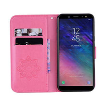 Robinsoni Custodia Compatibile con Samsung Galaxy A6 2018 Cover Folio a Fogli Mobili Cover Libro Pelle PU Case Taccuino Cover Portafoglio Custodia Libretto Retro Flip Caso Gufo in Rilievo Cover,Rosa