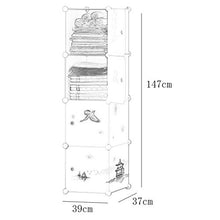Locker 4-Layer Armadio Organizzatore di Plastica 4 Porte 4-Gitter Scaffali Abbigliamento Robusto Home Camera Rosa 39X37X147CM MUMUJIN