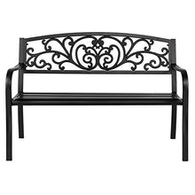 YXLM - Panchina per giardino, in ferro, per giardino, giardino, giardino, giardino, giardino, colore: nero