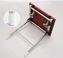 XD Sgabello da Bagno Bagno Sedia Pieghevole Sgabello da Doccia Sgabello da Parete Sedia da Bagno Cambusa Sgabello con Seduta in Legno e Gambe in Acciaio Inox