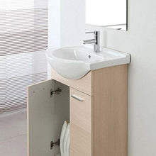 Composizione da Bagno 56x45 Moderna a Terra con Piedi Cromo Lucido - Completo di Specchio e Lavabo in Ceramica