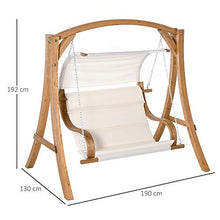 Outsunny Dondolo da Giardino in Legno a 2 Posti con Tetto Parasole Sedile Imbottito 190x130x192cm Bianco Crema