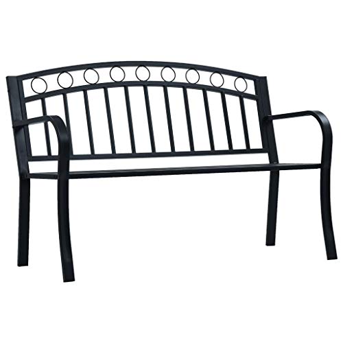OUSEE Panchina da Giardino 125 cm Nera in Acciaio