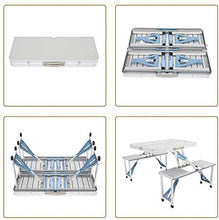 Tavolo da picnic all'aperto Sedia da tavola da campeggio pieghevole portatile Set con 4 posti e ombrellone Tavolo da picnic alluminio per campeggio all'aperto Escursionismo Beach BBQ Party Bbq Party T