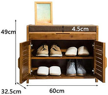 YANG Wooden Shoe Rack Imbottito Change Scarpe Panca Bagagli Petto poggiapiedi Guardaroba Dressing Table Sgabello ottomano Carico Massimo 250kg, 60x32.5x49cm