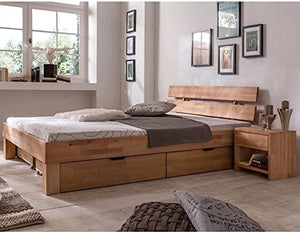 Eternity-Möbel Letto futon in legno di faggio massiccio oliato, con 2 cassettoni per letto da 180 x 200 cm