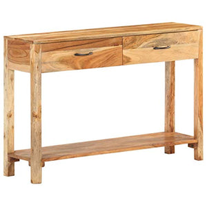 Tidyard Credenza Consolle Rustica con 2 Cassetti e Ripiano in Legno Massello di Acacia 110x30x75,Tavolo Consolle Rustico con 2 Cassetti e 1 Ripiano,Credenza con Cassetti,Credenza per Ingresso