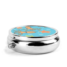 Scatola rotonda per medicina portatile, mini pillole in metallo, dispenser per pillole, borsa da tasca, regalo da viaggio, calamari