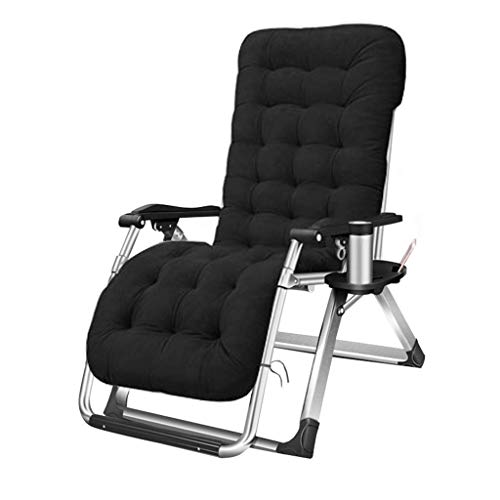 Lettini Pieghevoli Lettini Prendisole Sedie a Sdraio da Esterno Nere Sedie da Giardino con Portabicchieri | Patio Lounge Chair per Adulti Heavy Duty