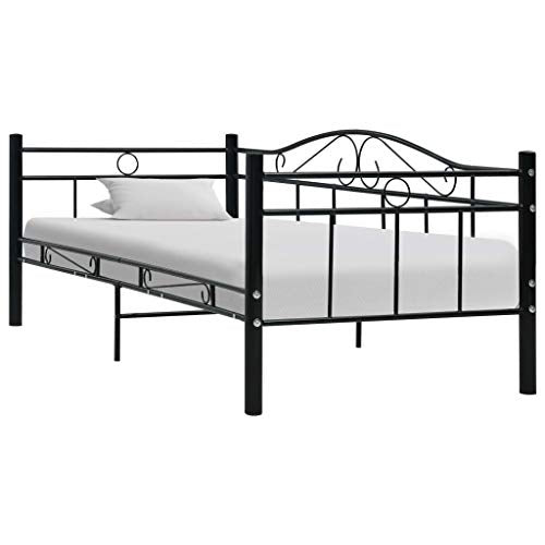 BIGTO - Struttura letto in acciaio per camera da letto, 90 x 200 cm, colore: Nero