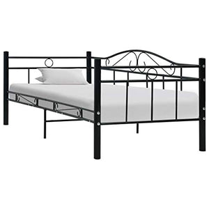 BIGTO - Struttura letto in acciaio per camera da letto, 90 x 200 cm, colore: Nero