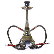 Tabacco Narghile, New Metal Paris Tower Tubo di Narghilè Base di Vetro Set di Narghilè con Doppi Tubi Pinze in Ceramica con Carbone