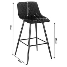 WOLTU BH252sz-4 Set di 4 Sgabelli da Bar con Schienale Poggiapiedi Sedia da Cucina in Velluto Nero