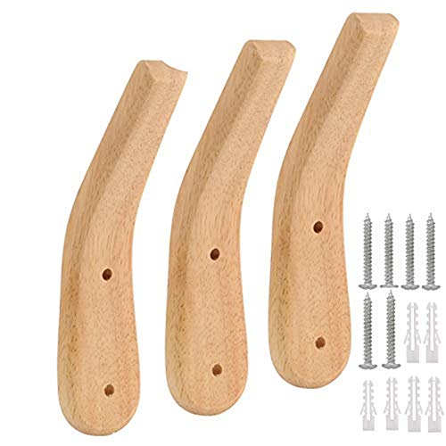 Gancio bagno cucina Set di 3 ganci in legno fissati al muro Appendiabiti e appendiabiti in legno vintage Appendiabiti rustico singolo accappatoio Gancio porta asciugamani Bagno Organizzatore Appendiab