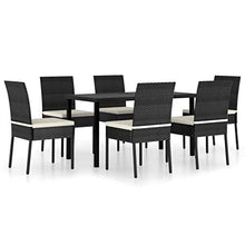 FAMIROSA Set da Pranzo da Giardino 7 pz in Polyrattan Nero-5696