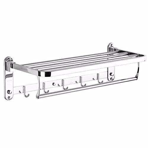 MBYW Portasciugamani Moderno e Minimalista Alto carico Portasciugamani Elegante da Bagno Mensola portaoggetti Towel Rack, Stainless Steel, Bathroom Storage Rack, Wall-Mounted, Folding Shelf, 50cm
