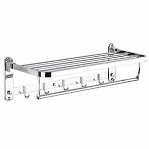 MBYW Portasciugamani Moderno e Minimalista Alto carico Portasciugamani Elegante da Bagno Mensola portaoggetti Towel Rack, Stainless Steel, Bathroom Storage Rack, Wall-Mounted, Folding Shelf, 50cm