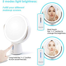 Auxmir Specchio Trucco LED, Specchio Ingranditore 10X/1X a Doppia Faccia, Luminosità Regolabile a 5 Livelli, Rotazione a 360 °, Specchio da Tavolo Ideale per Trucco, Rasatura, Cura del Viso