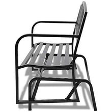 Cikonielf Panchina da Giardino a Dondolo 128 x 65 x 86 cm Panchina da Giardino con Braccioli Curvati Elegante Robusta Classica-Nera in Acciaio