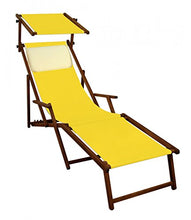 Erst-Holz Sedia a Sdraio Gialla da Spiaggia in Faggio con Parasole poggiapiedi Cuscino Beige 10-302FSKH
