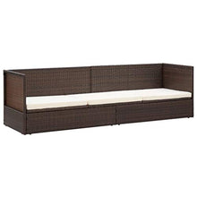 vidaXL Lettino Prendisole da Giardino Cuscini in Polyrattan Marrone