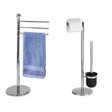 WENKO Parus Piantana Portarotolo e Scopino WC, Acciaio Inossidabile & 15148100 Piantana Portasalviette Exclusif - 3 Bracci Mobili, Acciaio, 48.5 x 90 x 28.5 cm, Cromo