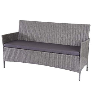 Mendler Serie Halden per l'esterno Divano Sofa 3 posti polyrattan Grigio con Cuscino Antracite