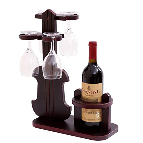 MRJG - Portalampone per violino da vino, per bicchieri di vino, a testa in giù, per bottiglie di vino, adatto per bar, soggiorno, studio, hotel, ecc. (rosso-marrone)
