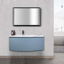 Mobile bagno sospeso LENA 1000 blu colomba opaco - specchio a scelta, Specchio:Senza specchio, Piletta Pop-up:Senza piletta Pop-up