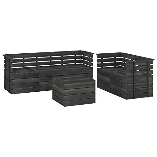 vidaXL Set Divani da Giardino su Pallet 6 pz Legno Pino Grigio Scuro