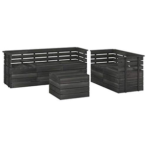 vidaXL Set Divani da Giardino su Pallet 6 pz Legno Pino Grigio Scuro