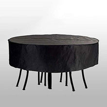 Telo copritavolo da esterno Patio Mobili di protezione Covers Tavolo da giardino rotondo in rattan mobili Fodere antivento impermeabile Pioggia Neve polvere antivento Anti-UV (nero) Copertura protetti