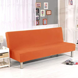 SK Studio Copridivano Clic Clac 3 Posti,Copertura Elasticizzata per Divano Senza Braccioli e Divano Letto Sofa: 205x100 cm Arancione - Arredi Casa