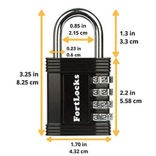Set Lucchetti Fortlocks – Lucchetto Combinazione A 4 Cifre Per Palestra E Armadietto – Robusto, Ripristinabile, Imposta La Tua Combinazione – Impermeabile E Resistente Alle Intemperie 1 Neri